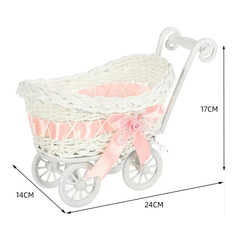 Lindo carrito decorado imitación de canastas de frutas de azúcar de Ratán canastas de frutas de azúcar para niños canastas de flores decoración de bodas bocadillos canastas de dulces