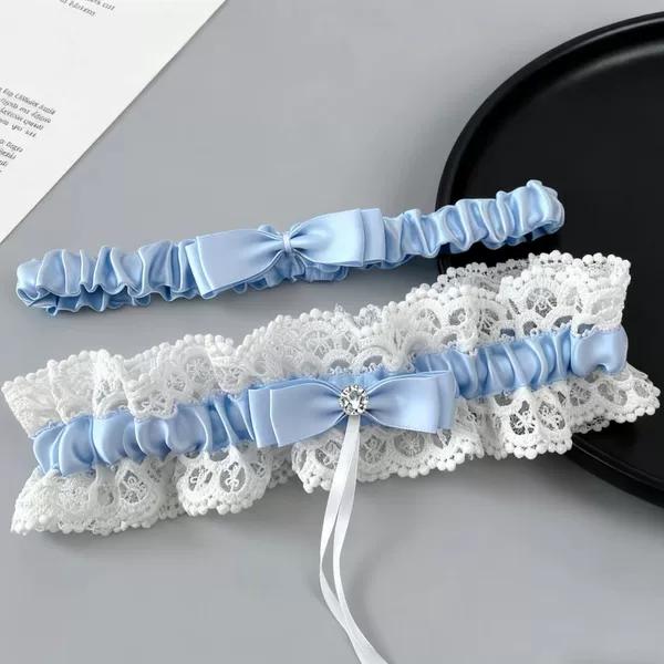 1 Set of New European and American Bridal Lace Stockings with Bows, Sexy Garters, Wedding Thigh Rings, Wedding Accessories
