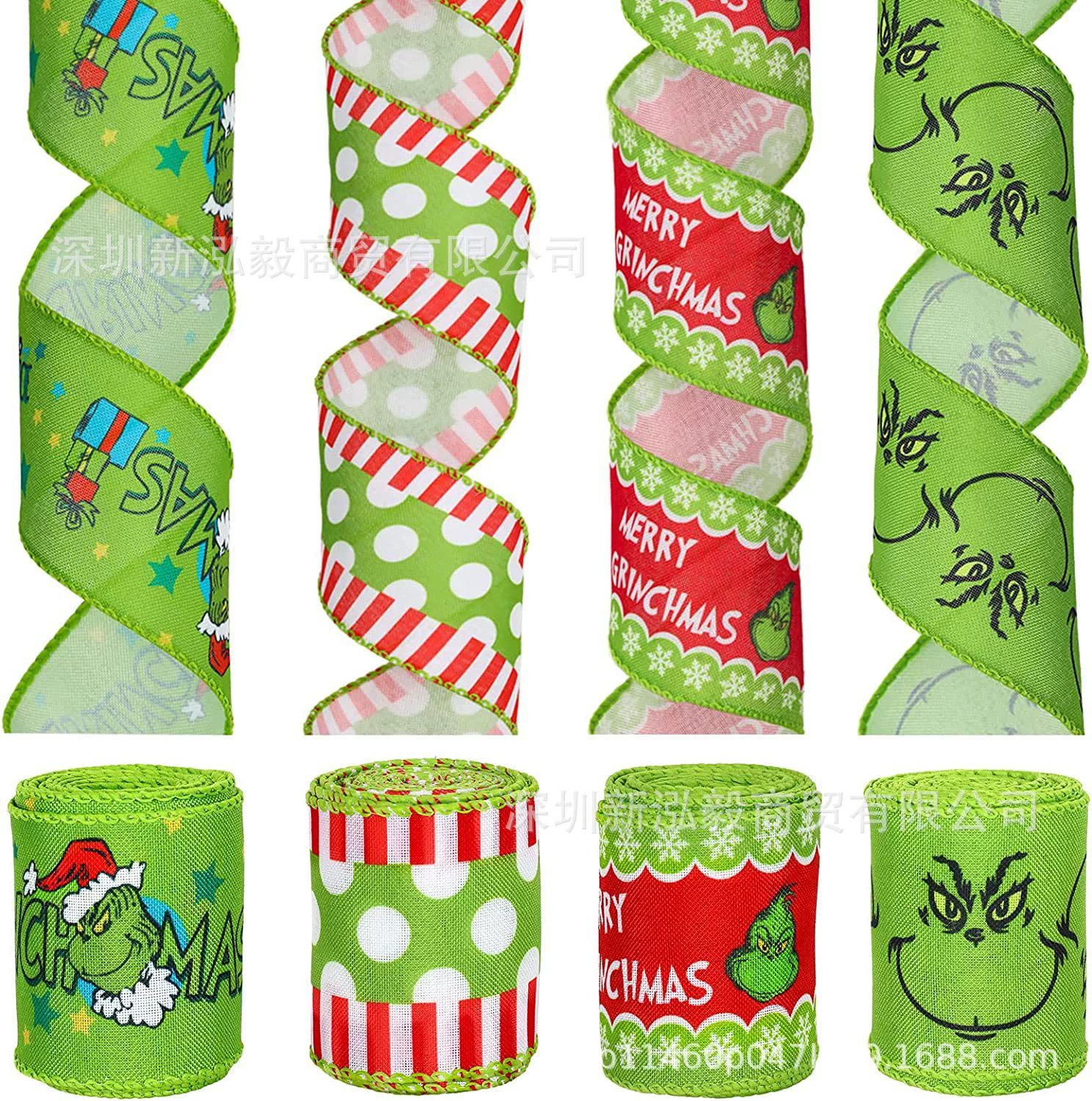Лента Hongyi Рождественская лента Гринч Зеленые волосы Монстр Рождественский Монстр Лента Праздничное украшение Лента Фабрика в наличии