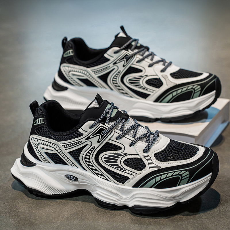 Zapatos de verano para hombres, nuevos zapatos de malla transpirables, zapatos deportivos para hombres, zapatos casuales de plataforma de todo fósforo, zapatos de papá para correr