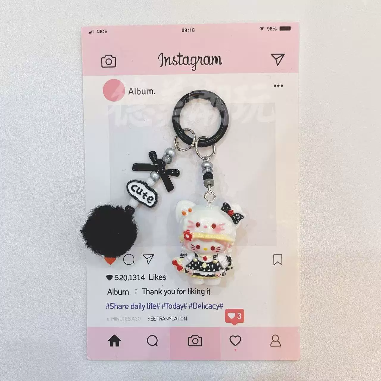 3D Keychain Kitten Pendant, Bag Charm 2.9×2.1×3.5 cm — single or multi-color sets