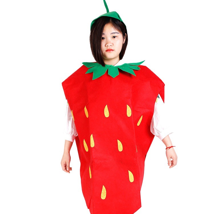 Día del niño adulto ropa para niños modelado de frutas y verduras protección del medio ambiente desfile de moda ropa de rendimiento de etapa padre-hijo