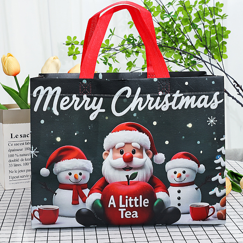 新しいラミネート不織布バッグクリスマスギフトバッグスポットクロスボーダーハンドバッグ熱プレス立体バッグ広告ショッピングバッグ|undefined