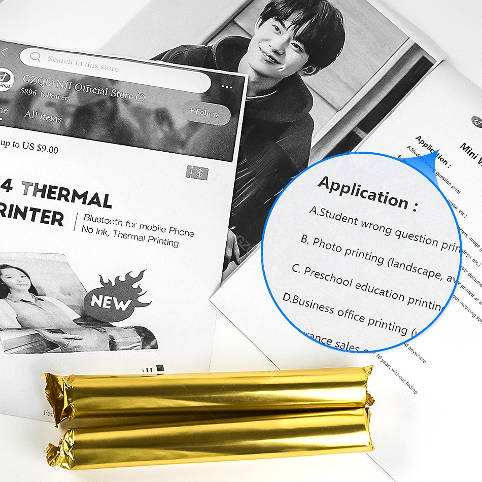 Fábrica al por mayor A4 mini portátil estudiante pregunta equivocada impresora térmica 210*30mm hogar pequeño papel de impresión