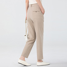 弹力V家柜上3K+25春中腰显瘦色织小脚女百搭九分女士休闲裤早秋