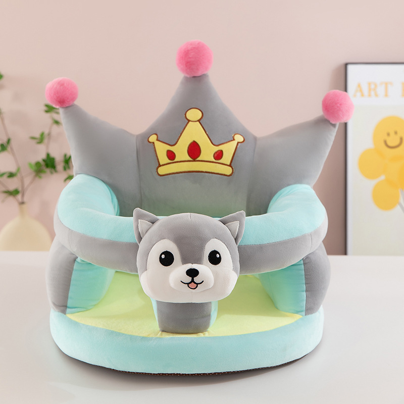 Asiento de aprendizaje para bebés anti-caídas, asiento de dibujos animados para bebés que aprenden a sentarse en un pequeño sofá sin lesiones espinales.