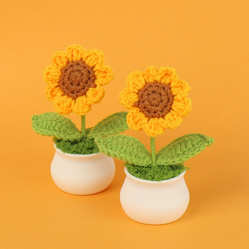 Готовый кросс-гранич knitted yarn sunflower pot декоративные изделия для стола к празднику весны и Рождества