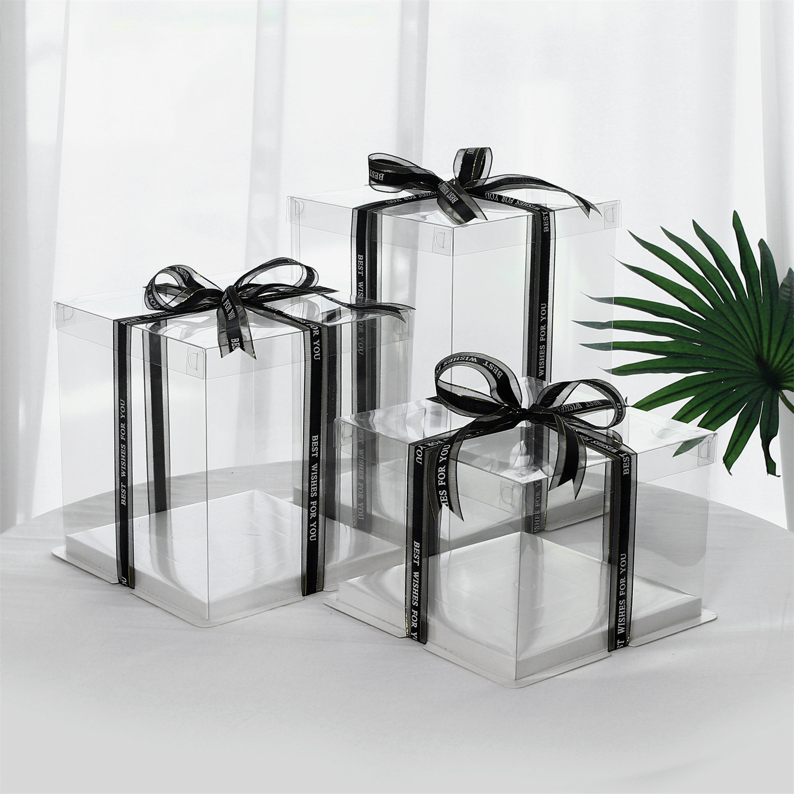 生日蛋糕盒子全透明包装盒 多尺寸双层烘焙糕点盒现货 西点盒批发