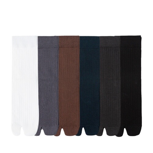 Spring and Autumn mid-tube thumb separated antibacterial and deodorant two-toed split-toe socks for men, pure cotton, boneless strips, anti-pilling