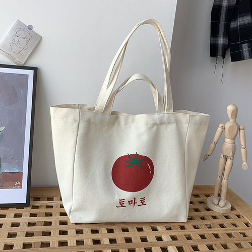 Canvas bag women's single shoulder lazy style literary Japanese and Korean ins simple large capacity letter student school bag summer