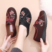 老北京布冬季女棉鞋二棉奶奶保暖鞋加绒平底中老年人软底妈妈棉鞋