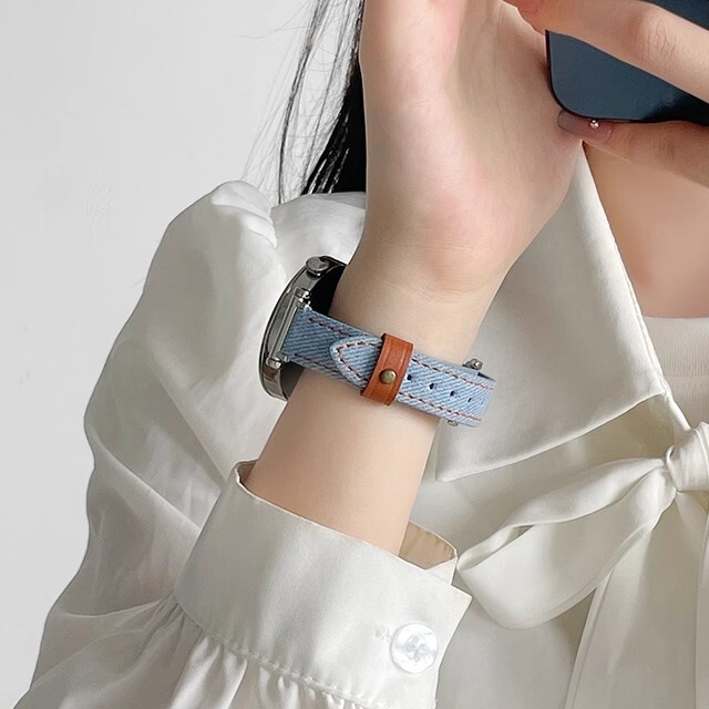 Suitable for Huawei Watch Gt5/6 Watch Strap Gt4 New Denim Women's Gt3Watch4Gt5Pro Leather Strap Autumn