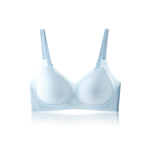 Soft support ultra-thin ice silk underwear summer thin bra semi-fixed cup one-piece women's cooling seamless bra