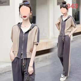 休闲运动服套装女装年夏季新款时尚气质两件套洋气减龄阔腿裤