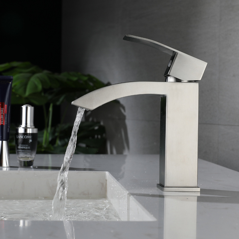 Cross-border North American Waterfall Faucet Kaiping Plumbing Bathroom Washstand 304 Stainless Steel Table Basin Hot and Cold Faucet
