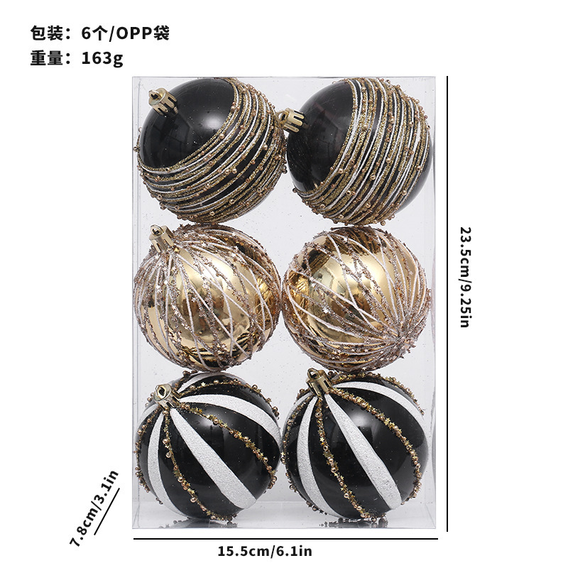 Nuevos productos transfronterizos decoraciones de Navidad 6 INS set de bolas de Navidad pintadas europeas colgantes de árbol de Navidad