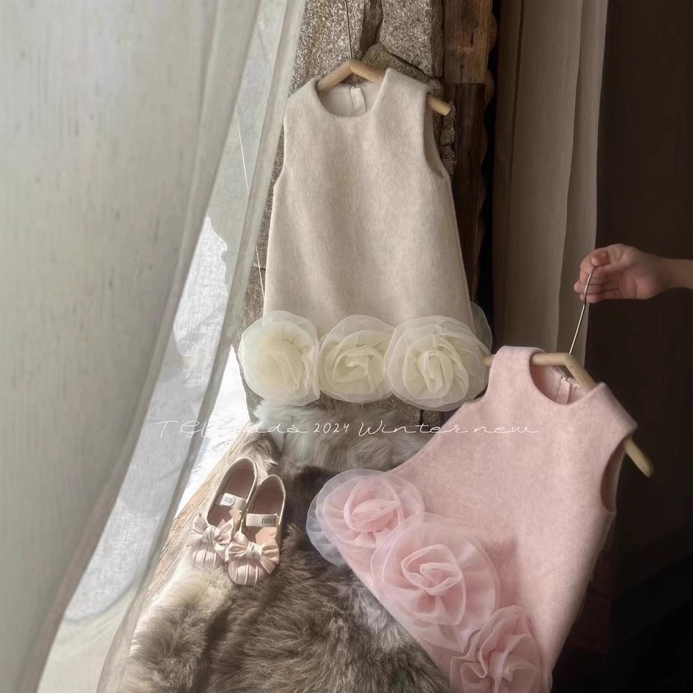 Xianning Seven Girls Little Fragrant Dress New Children's Otoño e invierno Tesoros femeninos Vestido de cumpleaños Vestido de chaleco de flores