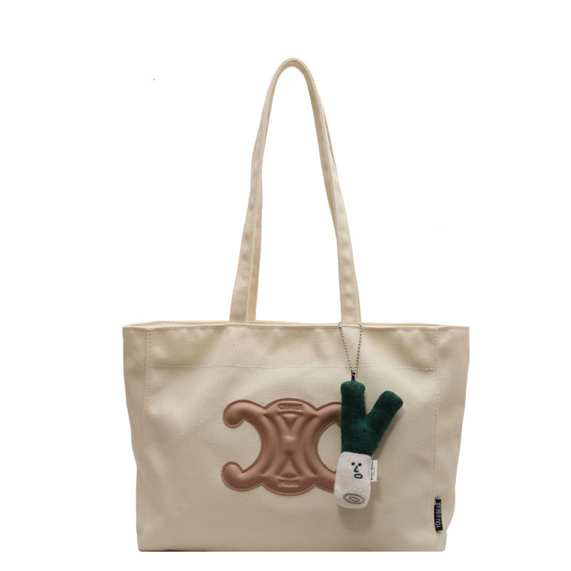 Korean New Arrival Large Capacity Single Shoulder Canvas Women's Bag Letter Printing Design Portable Tote Bag Simple Bag Women's Trendy Korean New Arrival Large Capacity Single Shoulder Canvas Women's Bag Letter Printing Design Portable Tote Bag Simple Bag Women's Trendy