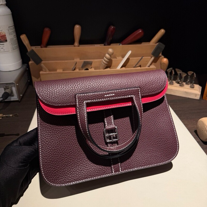Hand-Sewn Halzan Bag French Original Tc Leather with Swift Leather Casual Versatile Shoulder Crossbody Bag Hand-Sewn Halzan Bag French Original Tc Leather with Swift Leather Casual Versatile Shoulder Crossbody Bag