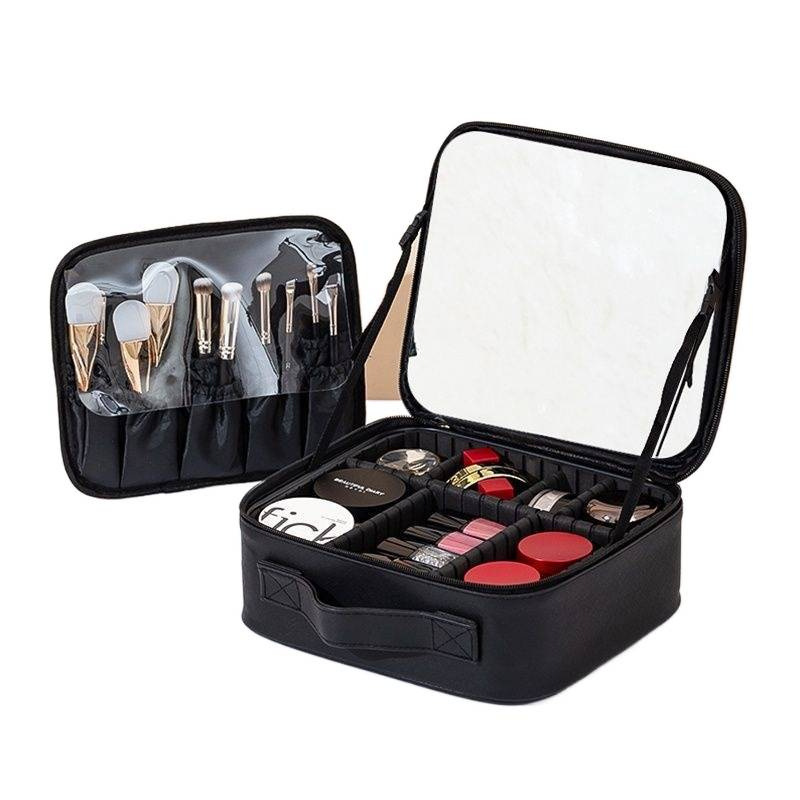 2026 nuevo tipo con lámpara led espejo maquillaje bolsa de maquillaje bolsa de transporte de productos de cuidado de la piel bolsa de maquillaje portátil