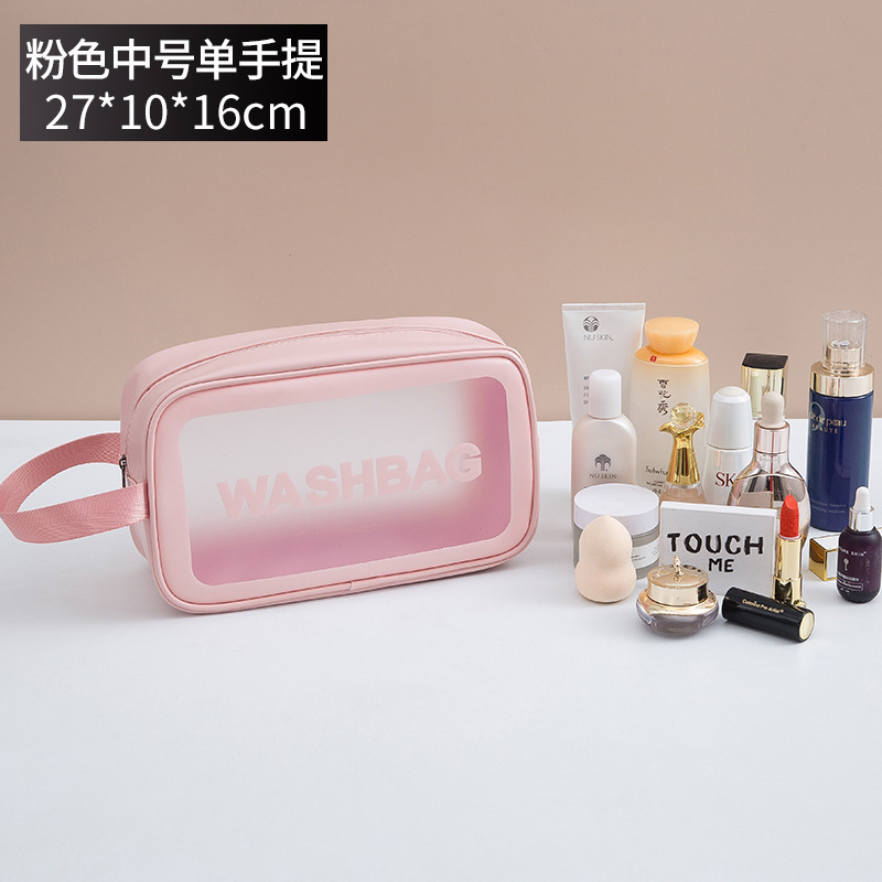 Bolsa de cosméticos transparente transfronteriza bolsa de almacenamiento impermeable de alta capacidad bolsa de lavado de maquillaje portátil PU