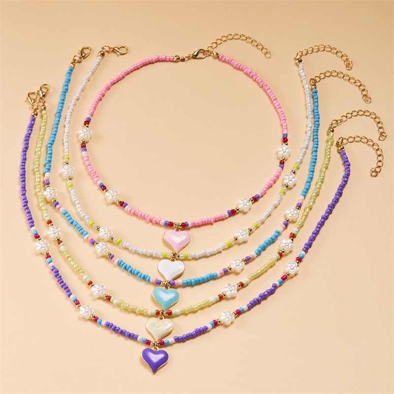 10g Weight Alloy Pendant Material Pendant Necklace Classification Seed Bead Chain Material Beaded Chain Chain Type 1 Piece Quantity Holiday, Daily Occasion Alloy, Seed Bead Material Flower Pattern All Seasons Season Women's Gender Vacation, Classic Style Style Vacation Classic Style Flower Alloy Seed Bead Beaded Chain Beaded Necklaces Wholesale 无