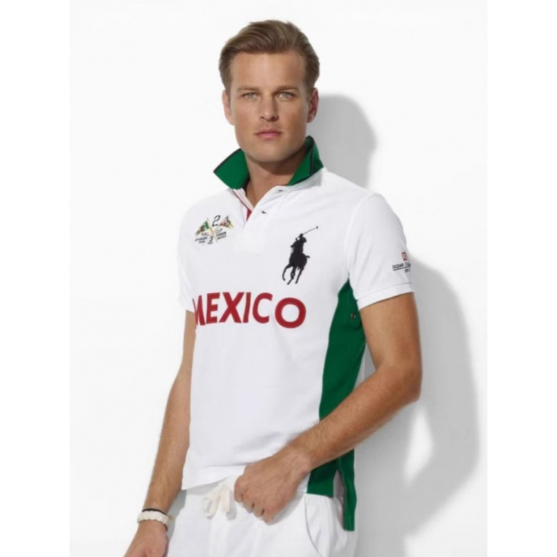 Summer Cross-Border Polo Shirt for Men with Horse Logo, National Flag, Casual Loose Fit, Large Size, In-Stock Short-Sleeve Top