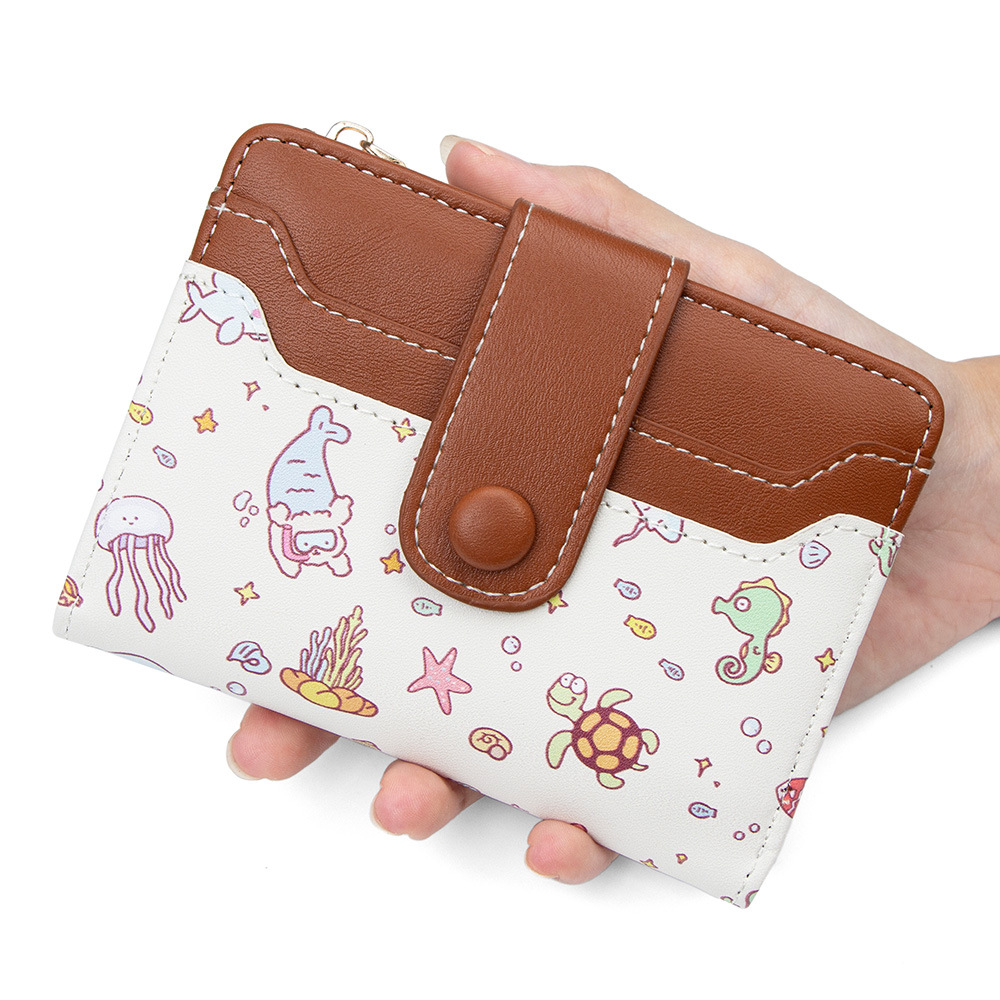 Short Animal Print Wallet with 80% off Stacks, Multifunctional Large Capacity Zipper Women's Storage Ticket Holder Cartoon Wallet