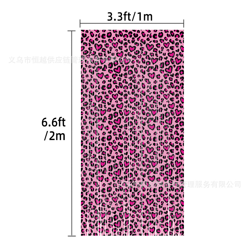 Color rosa amor leopardo cortina de seda lluvia