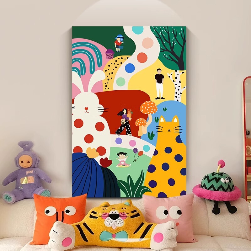 Dopamine Living Room Decorative Painting Niche Art Sofa Background Wall Hanging Painting Abstract Color Bedroom Children's Room Hanging Painting Dopamine Living Room Decorative Painting Niche Art Sofa Background Wall Hanging Painting Abstract Color Bedroom Children's Room Hanging Painting