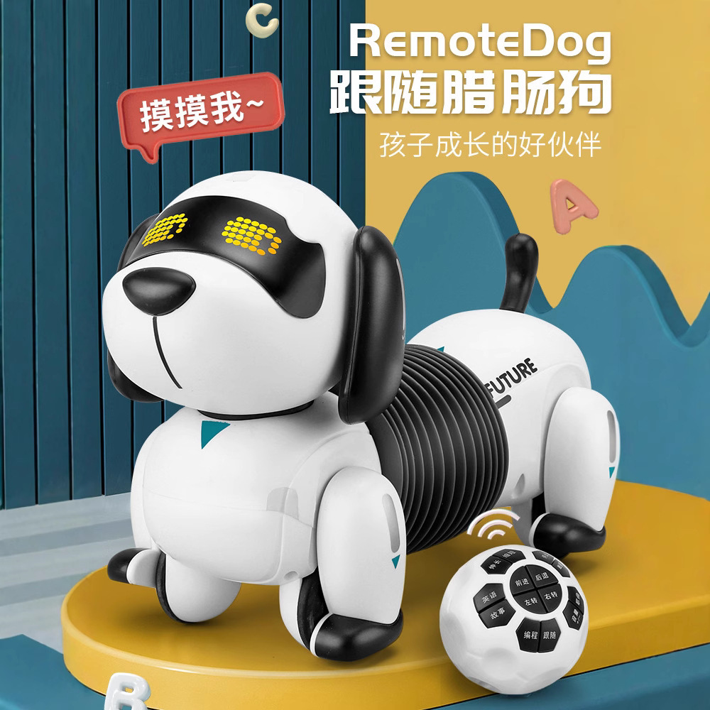 Seguimiento eléctrico de perro de salchicha inteligente robot de carga de control remoto puzzle mascota juguete perro niños regalos para niños y niñas