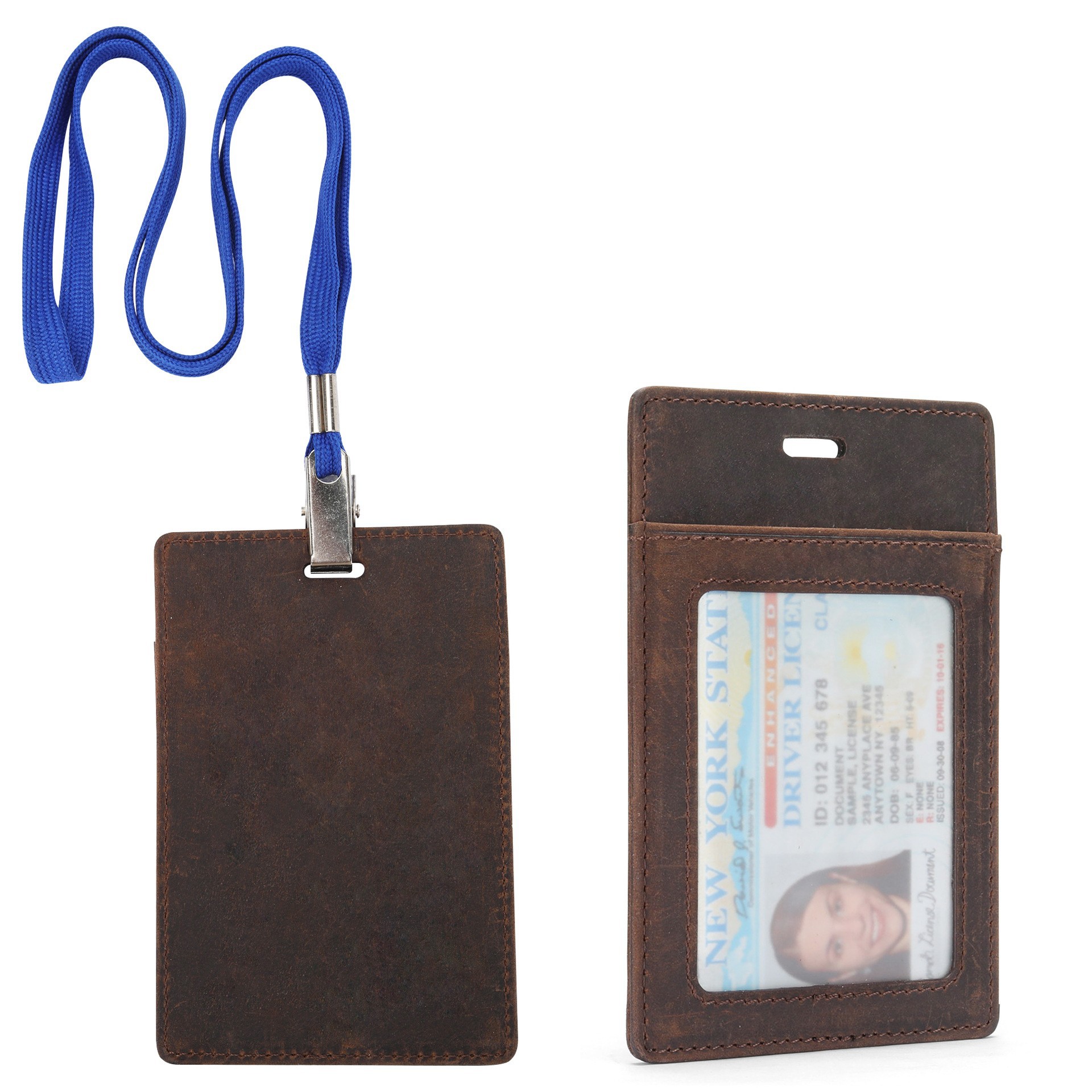 Cross-border retro caballo loco tarjeta de cuero bolsas de tarjeta de personal tarjeta de pecho fácil de tirar de la tarjeta de sujeción cuerdas tarjeta de certificado de cuero