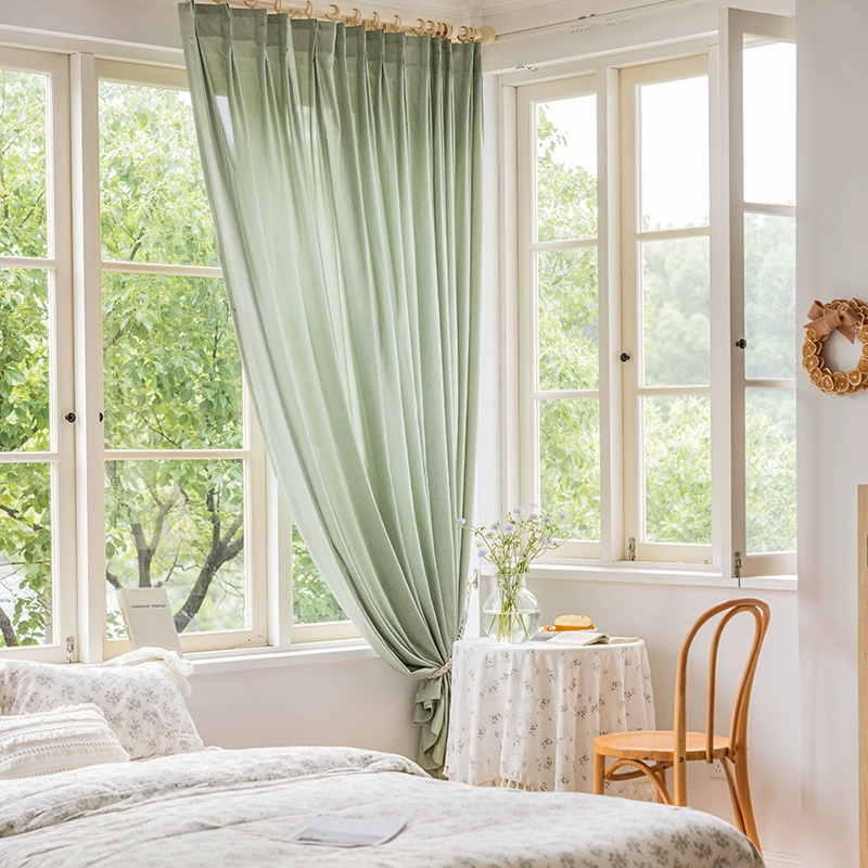 Japanese fresh colored green curtain, cloth, simple and elegant design