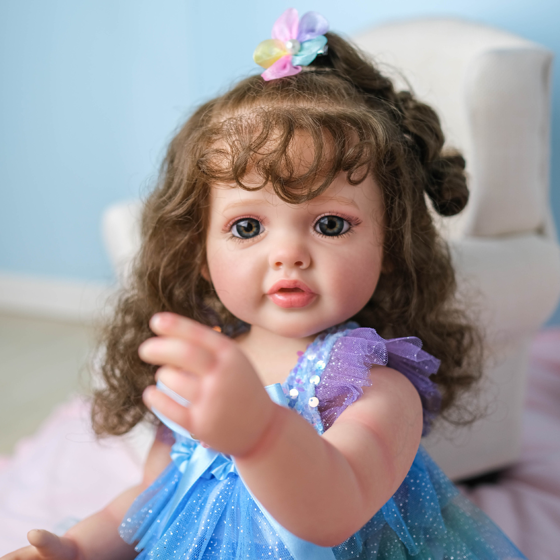 55cm completo pegamento simulación bebé renacido muñeca exquisito maquillaje transfronterizo e-commerce suministro entrega de una sola pieza