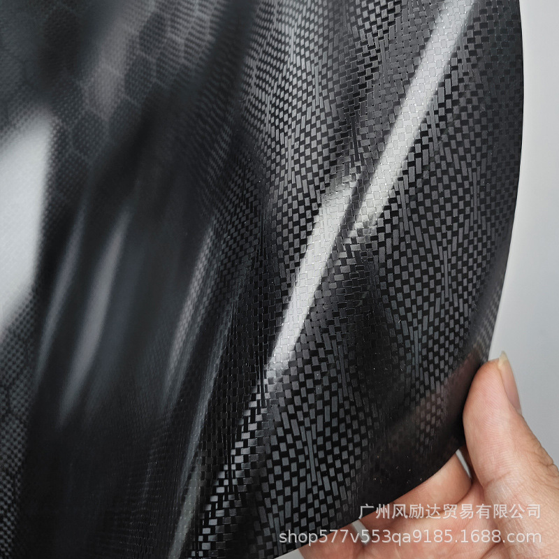 Cross-Border Hot-Selling Pet High-Gloss Forged Diamond-Shaped Black Carbon Fiber Interior Trim Glossy Black Full Body Wrap Film