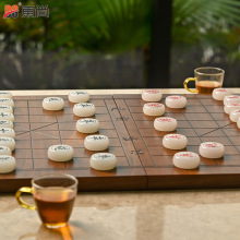木质中国象棋盘玉石象棋子公园用旅行实木胡桃木象棋收纳盒批发