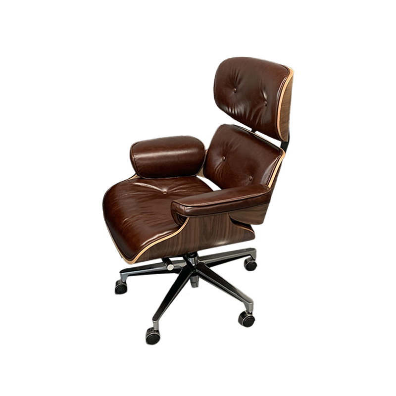 Silla de oficina ergonómica Eames, silla de ordenador moderna y minimalista para el hogar, silla ejecutiva de cuero cómoda y ligera de lujo
