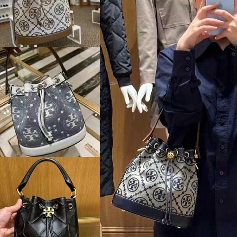 Big Brand Luxury Goods Tb Genuine Women's Bag 2024 New Canvas Small Bucket Bag Monogram Bag Crossbody Bag European and American Retro Big Brand Luxury Goods Tb Genuine Women's Bag 2024 New Canvas Small Bucket Bag Monogram Bag Crossbody Bag European and American Retro