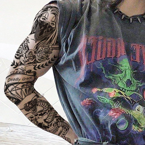 Full Arm Divine Beast Buddha Tattoo Sticker Waterproof Sweatproof Arm Sleeve for Men and Women Disposable Tattoo European and American Style