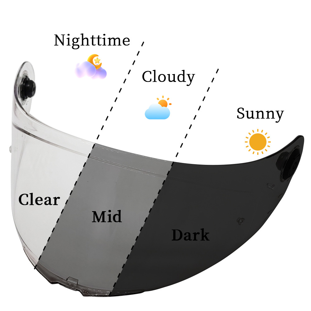 All-weather photochromic motorcycle helmet visor compatible with Thor 4/Stinger 2/V-28 and other full-face helmets