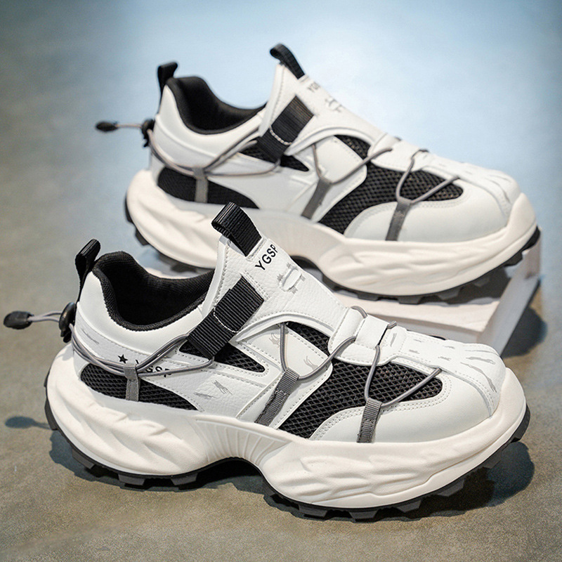 Los zapatos de hombre se pueden usar en todas las estaciones, la nueva tendencia, la punta redonda, todo fósforo, transpirable, sin cordones, plataforma, deportes, ocio, zapatos cómodos para hombre