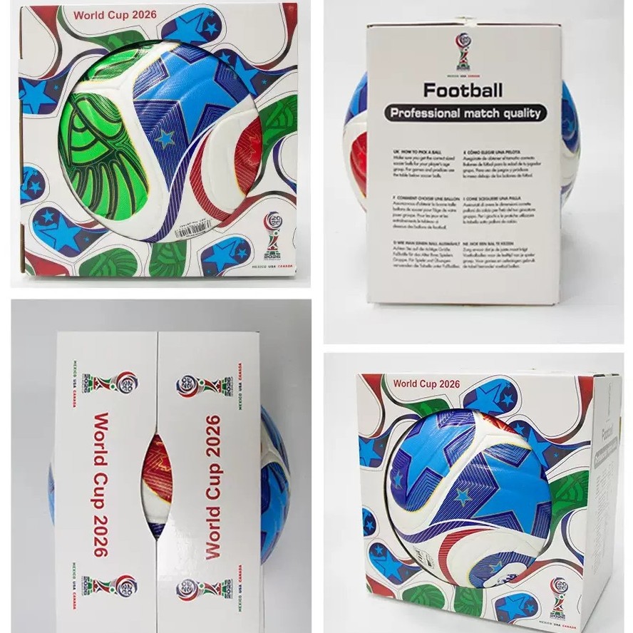 Juego de caja de regalo de fútbol de la Copa Mundial de Estados unidos, Canadá y México 2026 fútbol No. 5 fútbol No. 4 Pu pegado y resistente al desgaste partido de entrenamiento de Fútbol