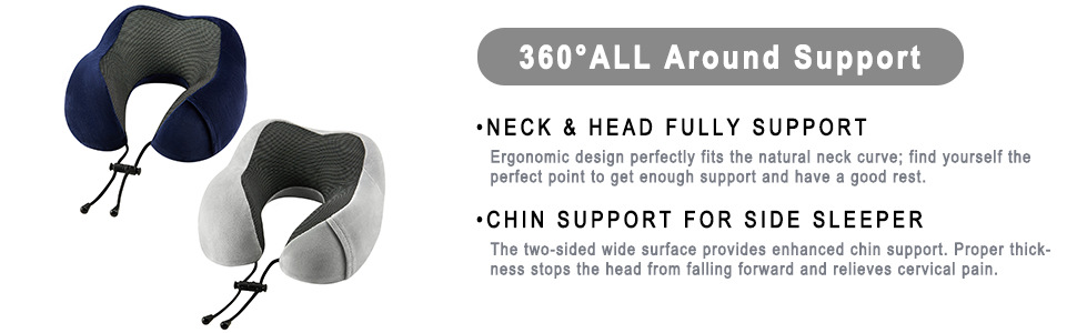 travel neck pillow adult memory foam for airplane sleeping car seat with sleep mask earplugs