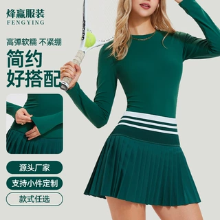 冬季晨跑步运动网球服圆领长袖修身显瘦羽毛球训练服上衣批发