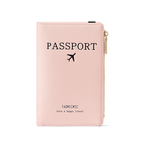TAOMICMIC Korean Fashion PU Passport Holder Cute Simple Multi-Slot Passport Bag Zipper Passport Protective Cover