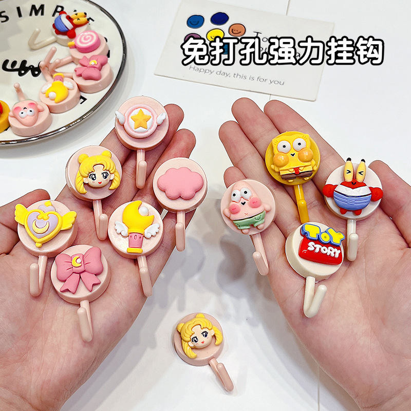 Punch-free Hook Adhesive Strong Load-bearing Door Wall Hanging Dormitory Seamless Key Hook Bathroom Toilet Hook