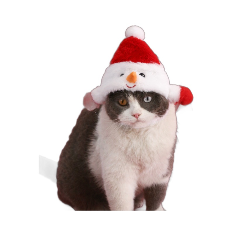 2024 nuevo estilo mascota sombrero de Navidad perro pequeño gato felpa dibujos animados muñeco de nieve árbol de Navidad campana lindo sombrero para la cabeza