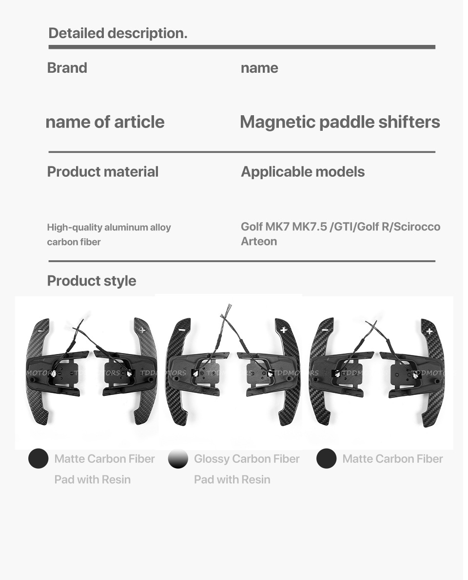 Glossy Carbon Fiber Magnetic Paddle Shifters for Volkswagen MK7 GTI