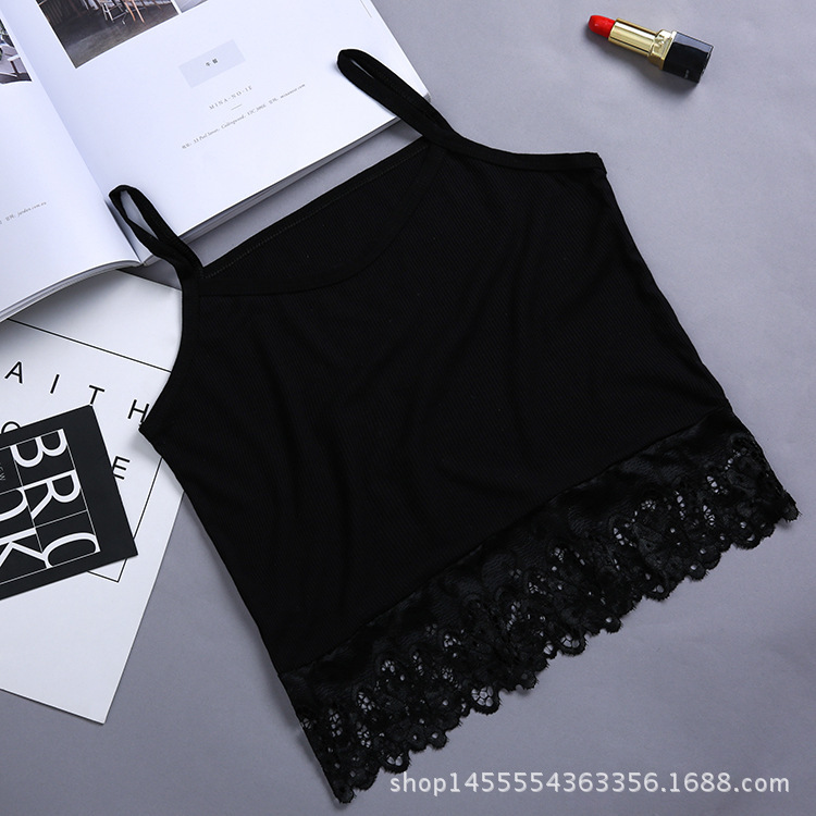 帮手描述图：蕾丝吊带背心女夏季百搭打底上衣女性感外穿短款吊带