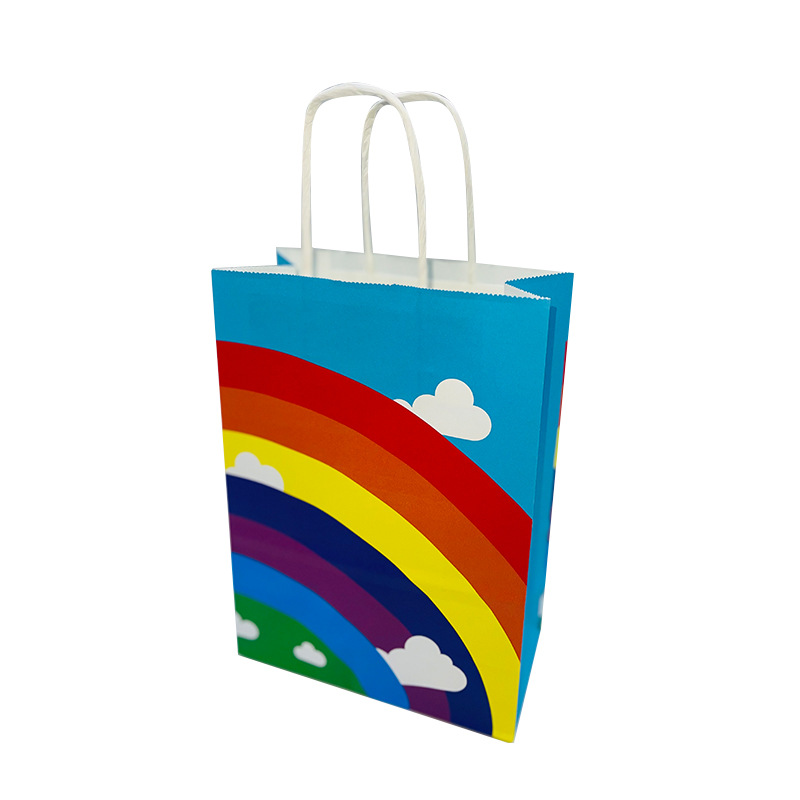 Transfronterizo Nuevo Arco Iris bolsa de embalaje de papel Kraft tuerca snack regalo embalaje bolsa de papel leche té ropa regalo portátil